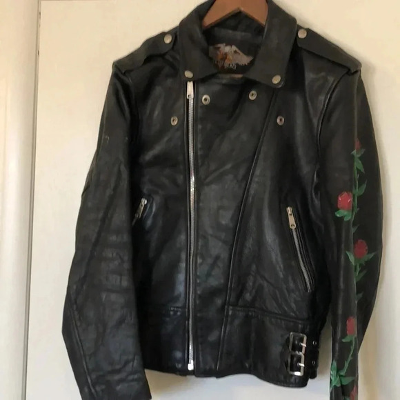 Vintage 1990s Hand painted leather jacket - Picture 6 of 13